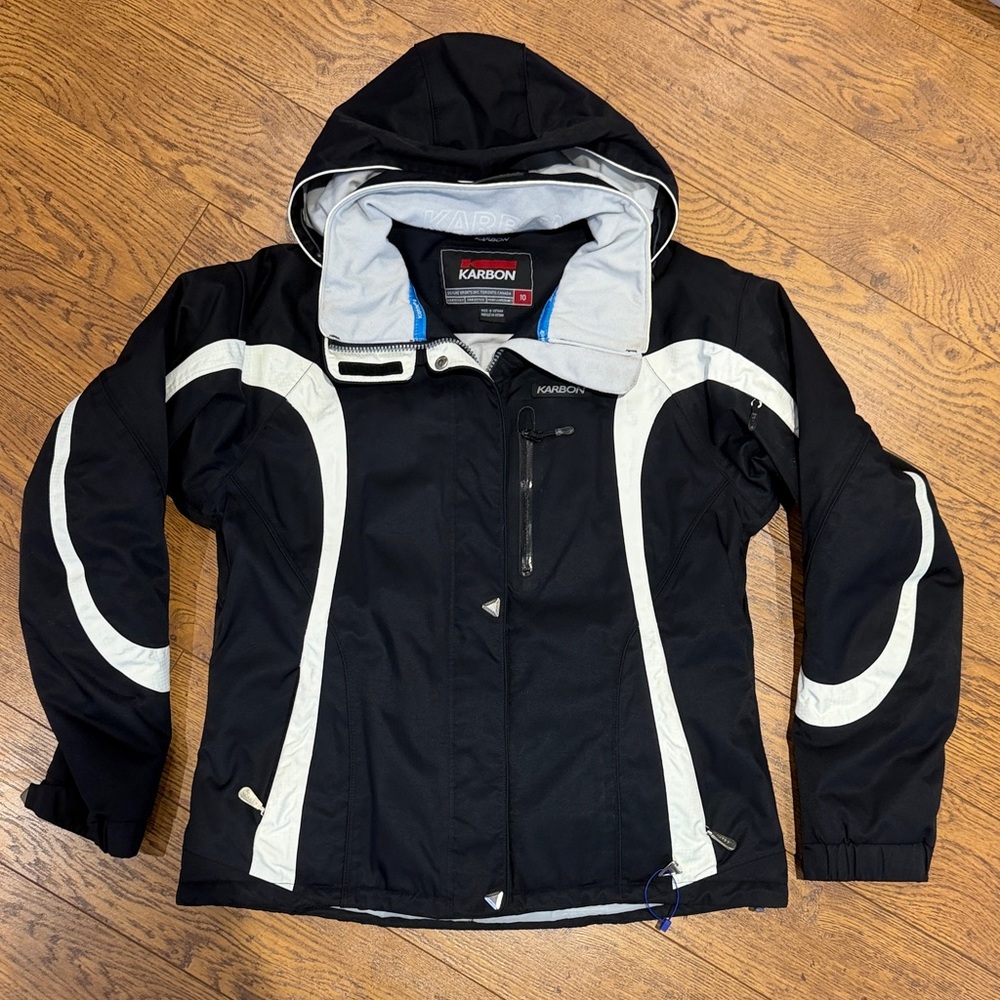 Women's Black and White Ski Jacket- size 10
